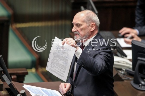  24.05.2017 WARSZAWA SEJM<br />POSIEDZENIE SEJMU RP<br />N/Z MINISTER OBRONY ANTONI MACIEREWICZ<br /> 
