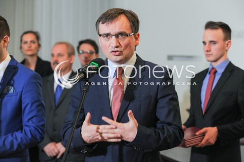  26.05.2017 WARSZAWA MINISTERSTWO SPRAWIEDLIWOSCI<br />KONFERENCJA PRASOWA DOTYCZACA POWOLANIA CZLONKOW RADY SPOLECZNEJ PRZY KOMISJI WERYFIKACYJNEJ<br />N/Z ZBIGNIEW ZIOBRO<br /> 