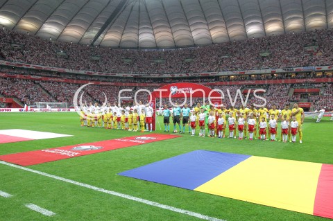 10.06.2017 WARSZAWA PILKA NOZNA <br />FOOTBALL POLISH ELIMINACJE MS 2018<br />MECZ POLSKA - RUMUNIA NA STADIONIE NARODOWYM<br />N/Z FLAGA RUMUNII DRUZYNY<br /> 
