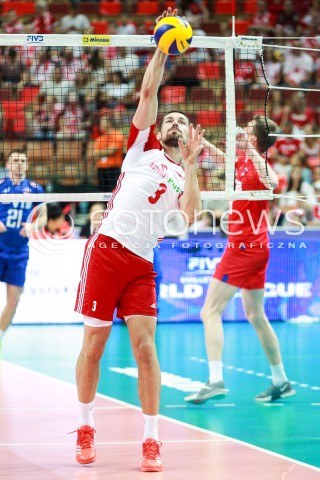  15.06.2017 KATOWICE <br />SIATKOWKA MEZCZYZN <br />LIGA SWIATOWA 2017 <br />FIVB VOLLEYBALL WORLD LEAGUE 2017 <br />MECZ POLSKA - ROSJA ( Poland - Russia ) <br />N/Z DAWID KONARSKI SYLWETKA <br /> 