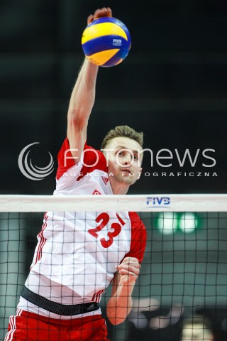  15.06.2017 KATOWICE <br />SIATKOWKA MEZCZYZN <br />LIGA SWIATOWA 2017 <br />FIVB VOLLEYBALL WORLD LEAGUE 2017 <br />MECZ POLSKA - ROSJA ( Poland - Russia ) <br />N/Z MATEUSZ BIENIEK SYLWETKA ATAK <br /> 