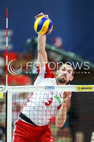  15.06.2017 KATOWICE <br />SIATKOWKA MEZCZYZN <br />LIGA SWIATOWA 2017 <br />FIVB VOLLEYBALL WORLD LEAGUE 2017 <br />MECZ POLSKA - ROSJA ( Poland - Russia ) <br />N/Z DAWID KONARSKI SYLWETKA ATAK<br /> 