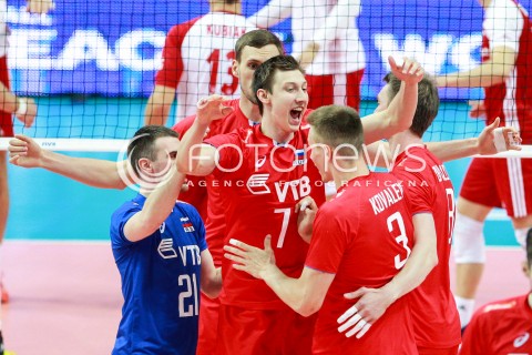  15.06.2017 KATOWICE <br />SIATKOWKA MEZCZYZN <br />LIGA SWIATOWA 2017 <br />FIVB VOLLEYBALL WORLD LEAGUE 2017 <br />MECZ POLSKA - ROSJA ( Poland - Russia ) <br />N/Z DMITRY VOLKOV ARTEM ZELENKOV RADOSC EMOCJE <br /> 