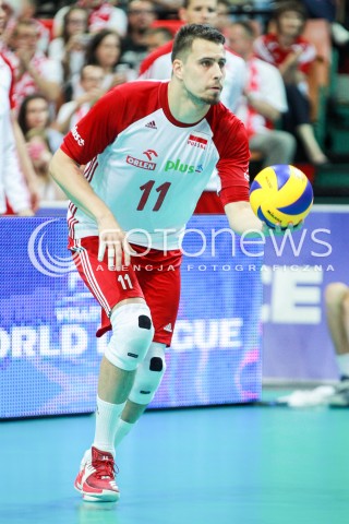  15.06.2017 KATOWICE <br />SIATKOWKA MEZCZYZN <br />LIGA SWIATOWA 2017 <br />FIVB VOLLEYBALL WORLD LEAGUE 2017 <br />MECZ POLSKA - ROSJA ( Poland - Russia ) <br />N/Z FABIAN DRZYZGA SYLWETKA <br /> 