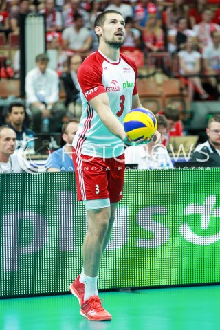  15.06.2017 KATOWICE <br />SIATKOWKA MEZCZYZN <br />LIGA SWIATOWA 2017 <br />FIVB VOLLEYBALL WORLD LEAGUE 2017 <br />MECZ POLSKA - ROSJA ( Poland - Russia ) <br />N/Z DAWID KONARSKI SYLWETKA <br /> 