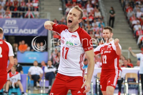  17.06.2017 LODZ <br />SIATKOWKA MEZCZYZN <br />LIGA SWIATOWA 2017 <br />FIVB VOLLEYBALL WORLD LEAGUE 2017 <br />MECZ POLSKA - IRAN ( Poland - Iran ) <br />N/Z PAWEL ZATORSKI RADOSC EMOCJE SYLWETKA <br /> 