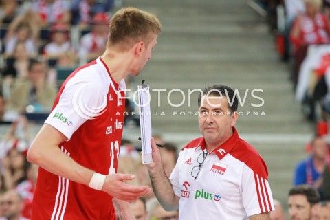 17.06.2017 LODZ <br />SIATKOWKA MEZCZYZN <br />LIGA SWIATOWA 2017 <br />FIVB VOLLEYBALL WORLD LEAGUE 2017 <br />MECZ POLSKA - IRAN ( Poland - Iran ) <br />N/Z FERDINANDO DE GIORGI - I TRENER ( HEAD COACH ) MATEUSZ BIENIEK <br /> 