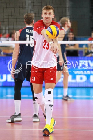  18.06.2017 LODZ <br />SIATKOWKA MEZCZYZN <br />LIGA SWIATOWA 2017 <br />FIVB VOLLEYBALL WORLD LEAGUE 2017 <br />MECZ POLSKA - IRAN ( Poland - USA ) <br />N/Z MATEUSZ BIENIEK SYLWETKA <br /> 