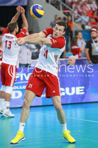  18.06.2017 LODZ <br />SIATKOWKA MEZCZYZN <br />LIGA SWIATOWA 2017 <br />FIVB VOLLEYBALL WORLD LEAGUE 2017 <br />MECZ POLSKA - IRAN ( Poland - USA ) <br />N/Z RAFAL BUSZEK SYLWETKA <br /> 