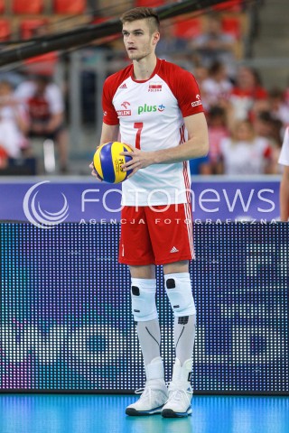 18.06.2017 LODZ <br />SIATKOWKA MEZCZYZN <br />LIGA SWIATOWA 2017 <br />FIVB VOLLEYBALL WORLD LEAGUE 2017 <br />MECZ POLSKA - IRAN ( Poland - USA ) <br />N/Z KAROL KLOS SYLWETKA <br /> 