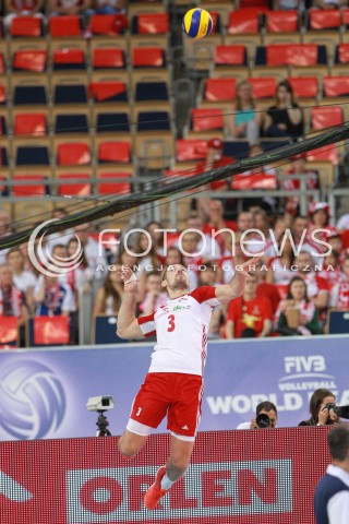  18.06.2017 LODZ <br />SIATKOWKA MEZCZYZN <br />LIGA SWIATOWA 2017 <br />FIVB VOLLEYBALL WORLD LEAGUE 2017 <br />MECZ POLSKA - IRAN ( Poland - USA ) <br />N/Z DAWID KONARSKI SYLWETKA ATAK <br /> 