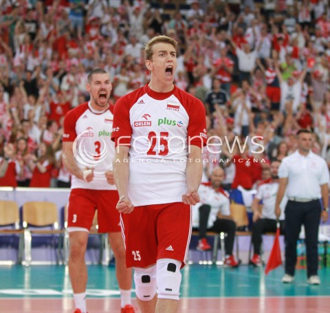  18.06.2017 LODZ <br />SIATKOWKA MEZCZYZN <br />LIGA SWIATOWA 2017 <br />FIVB VOLLEYBALL WORLD LEAGUE 2017 <br />MECZ POLSKA - IRAN ( Poland - USA ) <br />N/Z ARTUR SZALPUK DAWID KONARSKI RADOSC EMOCJE <br /> 