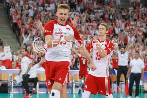  18.06.2017 LODZ <br />
SIATKOWKA MEZCZYZN <br />
LIGA SWIATOWA 2017 <br />
FIVB VOLLEYBALL WORLD LEAGUE 2017 <br />
MECZ POLSKA - IRAN ( Poland - USA ) <br />
N/Z MATEUSZ BIENIEK SYLWETKA RADOSC EMOCJE <br />
 