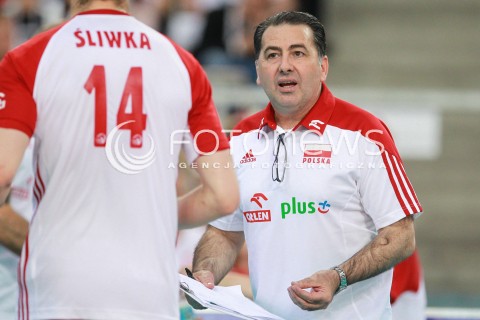  18.06.2017 LODZ <br />
SIATKOWKA MEZCZYZN <br />
LIGA SWIATOWA 2017 <br />
FIVB VOLLEYBALL WORLD LEAGUE 2017 <br />
MECZ POLSKA - IRAN ( Poland - USA ) <br />
N/Z FERDINANDO DE GIORGI - I TRENER ( HEAD COACH ) ALEKSANDER SLIWKA <br />
 
