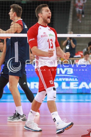  18.06.2017 LODZ <br />SIATKOWKA MEZCZYZN <br />LIGA SWIATOWA 2017 <br />FIVB VOLLEYBALL WORLD LEAGUE 2017 <br />MECZ POLSKA - IRAN ( Poland - USA ) <br />N/Z MICHAL KUBIAK RADOSC EMOCJE SYLWETKA <br /> 