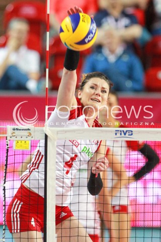  14.07.2017 OSTROWIEC SWIETOKRZYSKI <br />SIATKOWKA KOBIET <br />WORLD GRAND PRIX II DYWIZJI 2017 FIVB VOLLEYBALL <br />MECZ POLSKA - PERU ( POLAND - PERU ) <br />N/Z PATRYCJA POLAK SYLWETKA ATAK <br /> 