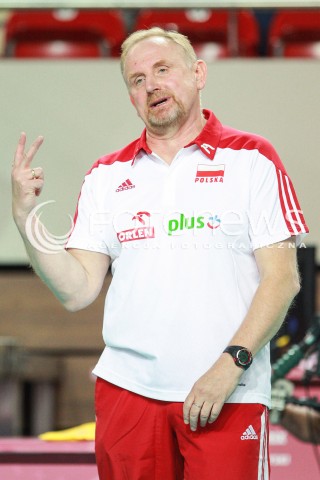  14.07.2017 OSTROWIEC SWIETOKRZYSKI <br />SIATKOWKA KOBIET <br />WORLD GRAND PRIX II DYWIZJI 2017 FIVB VOLLEYBALL <br />MECZ POLSKA - PERU ( POLAND - PERU ) <br />N/Z JACEK NAWROCKI - I TRENER ( HEAD COACH ) SYLWETKA <br /> 