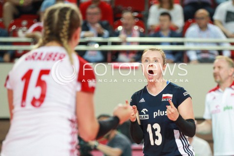  14.07.2017 OSTROWIEC SWIETOKRZYSKI <br />SIATKOWKA KOBIET <br />WORLD GRAND PRIX II DYWIZJI 2017 FIVB VOLLEYBALL <br />MECZ POLSKA - PERU ( POLAND - PERU ) <br />N/Z AGATA WITKOWSKA RADOSC EMOCJE <br /> 