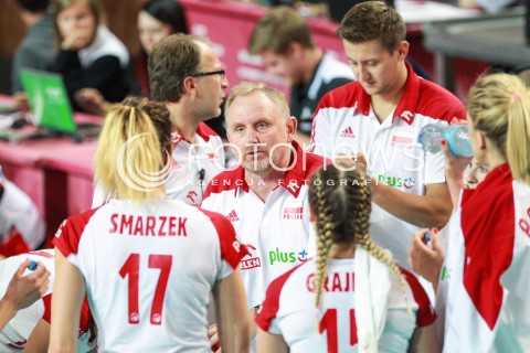  14.07.2017 OSTROWIEC SWIETOKRZYSKI <br />SIATKOWKA KOBIET <br />WORLD GRAND PRIX II DYWIZJI 2017 FIVB VOLLEYBALL <br />MECZ POLSKA - PERU ( POLAND - PERU ) <br />N/Z JACEK NAWROCKI - I TRENER ( HEAD COACH ) <br /> 