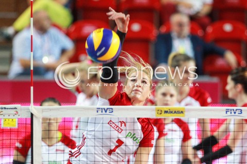  16.07.2017 OSTROWIEC SWIETOKRZYSKI <br />SIATKOWKA KOBIET <br />WORLD GRAND PRIX II DYWIZJI 2017 FIVB VOLLEYBALL <br />MECZ POLSKA - KOREA POLUDNIOWA ( POLAND - KOREA ) <br />N/Z BERENIKA TOMSIA SYLWETKA ATAK <br /> 