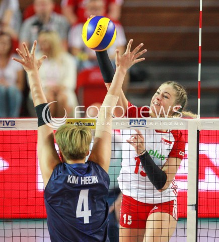  16.07.2017 OSTROWIEC SWIETOKRZYSKI <br />SIATKOWKA KOBIET <br />WORLD GRAND PRIX II DYWIZJI 2017 FIVB VOLLEYBALL <br />MECZ POLSKA - KOREA POLUDNIOWA ( POLAND - KOREA ) <br />N/Z MARTYNA GRAJBER <br /> 
