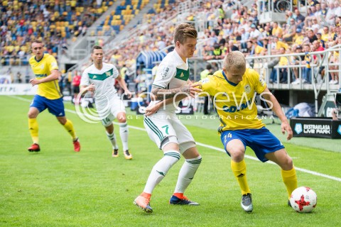  16.07.2017 GDANSK PILKA NOZNA<br />EKSTRAKLASA SEZON 2017/2018<br />MECZ ARKA GDYNIA - SLASK WROCLAW<br />N/Z (L) JAKUB KOSECKI (P) PATRYK KUN<br /> 