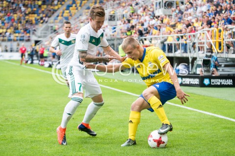  16.07.2017 GDANSK PILKA NOZNA<br />EKSTRAKLASA SEZON 2017/2018<br />MECZ ARKA GDYNIA - SLASK WROCLAW<br />N/Z (L) JAKUB KOSECKI (P) PATRYK KUN<br /> 