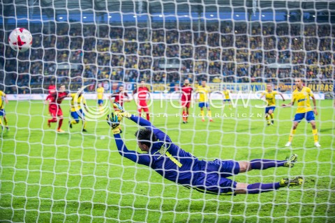  27.07.2017 GDYNIA<br />MECZ 3. RUNDY ELIMINACJI LIGI EUROPY UEFA SEZON 2017/2018 W PILCE NOZNEJ<br />3. QUALIFYING ROUND UEFA EUROPA LEAGUE SEASON 2017/2018 FOOTBALL<br />ARKA GDYNIA - FC MIDTJYLLAND<br />N/Z JESPER HANSEN BRAMKA GOL RZUT KARNY MARCUS VINICIUS<br /> 