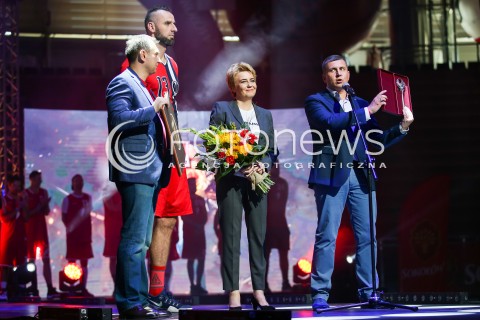  30.07.2017 LODZ MECZ KOSZYKOWKI GORTAT TEAM VS WOJSKO POLSKIE W LODZKIEJ ATLAS ARENIE<br />
N/Z MARCIN GORTAT HANNA ZDANOWSKA TOMASZ TRELA<br />
 