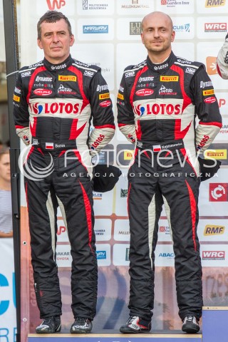  05.08.2017 RZESZOW <br />26. RAJD RZESZOWSKI <br />META I DEKORACJA ZAWODNIKOW <br />N/Z KAJETAN KAJETANOWICZ JAROSLAW BARAN - 2 MIEJSCE<br /> 