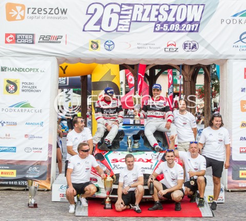  05.08.2017 RZESZOW <br />26. RAJD RZESZOWSKI <br />META I DEKORACJA ZAWODNIKOW <br />N/Z BRYAN BOUFFIER GILBERT DINI - ZWYCIEZCA TEAM<br /> 