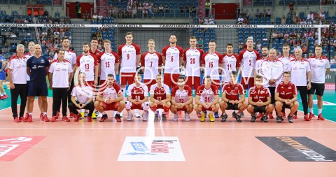  11.08.2017 KRAKOW (TAURON ARENA) <br />XV MEMORIAL HUBERTA JERZEGO WAGNERA <br />MECZ POLSKA - FRANCJA ( MATCH POLAND - FRANCE ) <br />N/Z REPREZENTACJA POLSKI SIATKARZY SIATKARZE ZDJECIE GRUPOWE GRUPOWKA GROUP PHOTO<br /> 