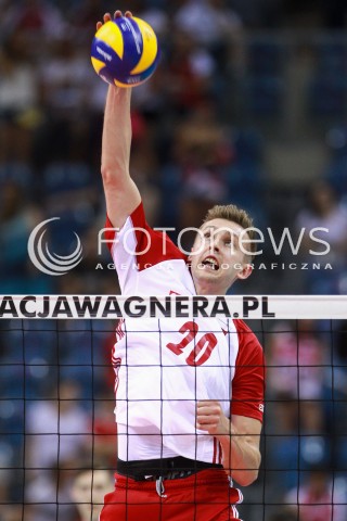  11.08.2017 KRAKOW (TAURON ARENA) <br />XV MEMORIAL HUBERTA JERZEGO WAGNERA <br />MECZ POLSKA - FRANCJA ( MATCH POLAND - FRANCE ) <br />N/Z MATEUSZ BIENIEK SYLWETKA ATAK <br /> 