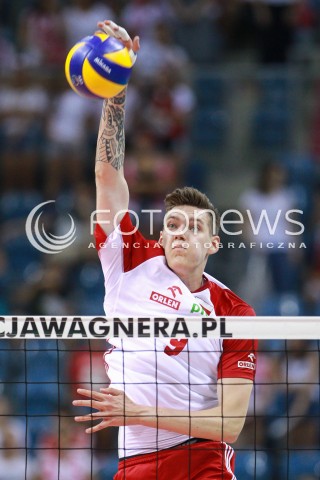  11.08.2017 KRAKOW (TAURON ARENA) <br />XV MEMORIAL HUBERTA JERZEGO WAGNERA <br />MECZ POLSKA - FRANCJA ( MATCH POLAND - FRANCE ) <br />N/Z BARTLOMIEJ LEMANSKI SYLWETKA ATAK <br /> 