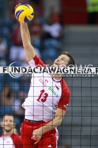  11.08.2017 KRAKOW (TAURON ARENA) <br />XV MEMORIAL HUBERTA JERZEGO WAGNERA <br />MECZ POLSKA - FRANCJA ( MATCH POLAND - FRANCE ) <br />N/Z MICHAL KUBIAK SYLWETKA ATAK <br /> 