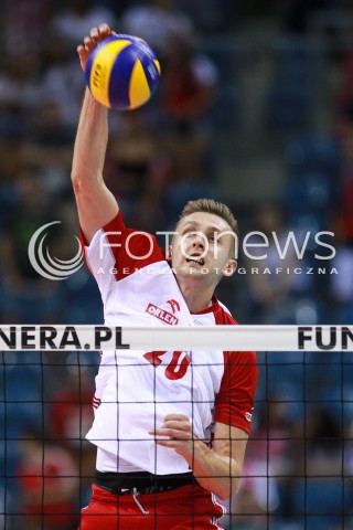  11.08.2017 KRAKOW (TAURON ARENA) <br />XV MEMORIAL HUBERTA JERZEGO WAGNERA <br />MECZ POLSKA - FRANCJA ( MATCH POLAND - FRANCE ) <br />N/Z MATEUSZ BIENIEK SYLWETKA ATAK <br /> 
