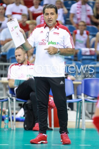  11.08.2017 KRAKOW (TAURON ARENA) <br />XV MEMORIAL HUBERTA JERZEGO WAGNERA <br />MECZ POLSKA - FRANCJA ( MATCH POLAND - FRANCE ) <br />N/Z FERDINANDO DE GIORGI - I TRENER ( HEAD COACH ) SYLWETKA <br /> 