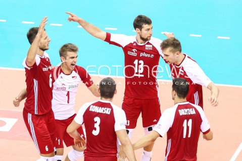  12.08.2017 KRAKOW (TAURON ARENA) <br />XV MEMORIAL HUBERTA JERZEGO WAGNERA <br />MECZ POLSKA - KANADA ( MATCH POLAND - CANADA ) <br />N/Z JAKUB POPIWCZAK MICHAL KUBIAK BARTLOMIEJ LEMANSKI BARTOSZ KUREK RADOSC EMOCJE <br /> 