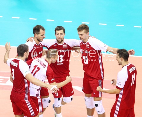  12.08.2017 KRAKOW (TAURON ARENA) <br />XV MEMORIAL HUBERTA JERZEGO WAGNERA <br />MECZ POLSKA - KANADA ( MATCH POLAND - CANADA ) <br />N/Z MICHAL KUBIAK MATEUSZ BIENIEK BARTOSZ KUREK PAWEL ZATORSKI FABIAN DRZYZGA RADOSC EMOCJE <br /> 