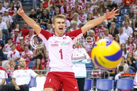  12.08.2017 KRAKOW (TAURON ARENA) <br />XV MEMORIAL HUBERTA JERZEGO WAGNERA <br />MECZ POLSKA - KANADA ( MATCH POLAND - CANADA ) <br />N/Z JAKUB POPIWCZAK RADOSC EMOCJE SYLWETKA <br /> 