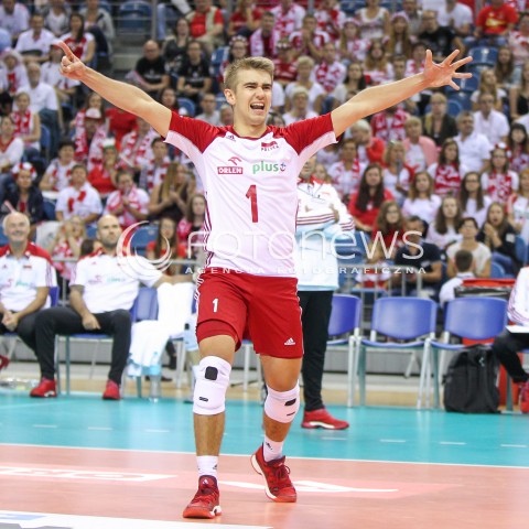  12.08.2017 KRAKOW (TAURON ARENA) <br />XV MEMORIAL HUBERTA JERZEGO WAGNERA <br />MECZ POLSKA - KANADA ( MATCH POLAND - CANADA ) <br />N/Z JAKUB POPIWCZAK RADOSC EMOCJE SYLWETKA <br /> 