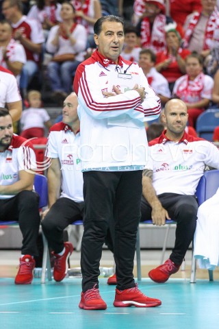  12.08.2017 KRAKOW (TAURON ARENA) <br />XV MEMORIAL HUBERTA JERZEGO WAGNERA <br />MECZ POLSKA - KANADA ( MATCH POLAND - CANADA ) <br />N/Z FERDINANDO DE GIORGI - I TRENER ( HEAD COACH ) SYLWETKA <br /> 