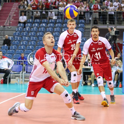  12.08.2017 KRAKOW (TAURON ARENA) <br />XV MEMORIAL HUBERTA JERZEGO WAGNERA <br />MECZ POLSKA - KANADA ( MATCH POLAND - CANADA ) <br />N/Z PAWEL ZATORSKI MATEUSZ BIENIEK FABIAN DRZYZGA <br /> 