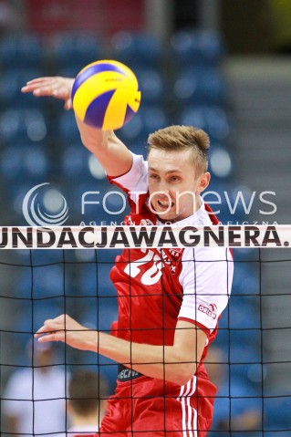  12.08.2017 KRAKOW (TAURON ARENA) <br />XV MEMORIAL HUBERTA JERZEGO WAGNERA <br />MECZ POLSKA - KANADA ( MATCH POLAND - CANADA ) <br />N/Z MATEUSZ BIENIEK SYLWETKA ATAK <br /> 