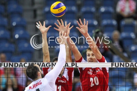  12.08.2017 KRAKOW (TAURON ARENA) <br />XV MEMORIAL HUBERTA JERZEGO WAGNERA <br />MECZ POLSKA - KANADA ( MATCH POLAND - CANADA ) <br />N/Z MATEUSZ BIENIEK BLOK<br /> 