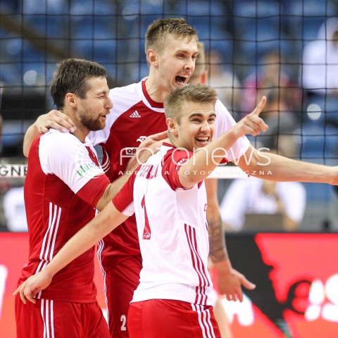  12.08.2017 KRAKOW (TAURON ARENA) <br />XV MEMORIAL HUBERTA JERZEGO WAGNERA <br />MECZ POLSKA - KANADA ( MATCH POLAND - CANADA ) <br />N/Z MATEUSZ BIENIEK JAKUB POPIWCZAK MICHAL KUBIAK RADOSC EMOCJE <br /> 