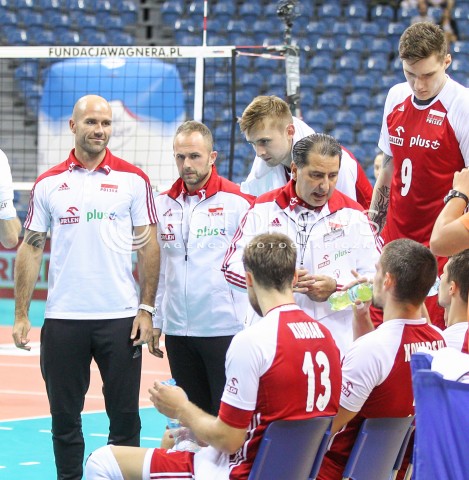  12.08.2017 KRAKOW (TAURON ARENA) <br />XV MEMORIAL HUBERTA JERZEGO WAGNERA <br />MECZ POLSKA - KANADA ( MATCH POLAND - CANADA ) <br />N/Z FERDINANDO DE GIORGI - I TRENER ( HEAD COACH ) DAWID KONARSKI MICHAL KUBIAK <br /> 