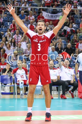  12.08.2017 KRAKOW (TAURON ARENA) <br />XV MEMORIAL HUBERTA JERZEGO WAGNERA <br />MECZ POLSKA - KANADA ( MATCH POLAND - CANADA ) <br />N/Z DAWID KONARSKI SYLWETKA RADOSC EMOCJE <br /> 