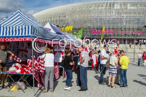  13.08.2017 KRAKOW (TAURON ARENA) <br />XV MEMORIAL HUBERTA JERZEGO WAGNERA <br />MECZ POLSKA - ROSJA ( MATCH POLAND - RUSSIA ) <br />N/Z HALA TAURON ARENA ZEWNATRZ WIDOK VIEW BUDYNEK HALL STRAGANY BAZARY KIBICE DOPING<br /> 