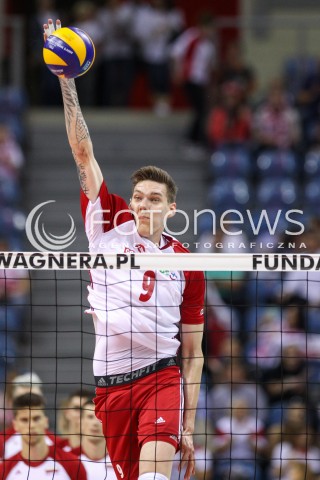  13.08.2017 KRAKOW (TAURON ARENA) <br />XV MEMORIAL HUBERTA JERZEGO WAGNERA <br />MECZ POLSKA - ROSJA ( MATCH POLAND - RUSSIA ) <br />N/Z BARTLOMIEJ LEMANSKI SYLWETKA ATAK <br /> 